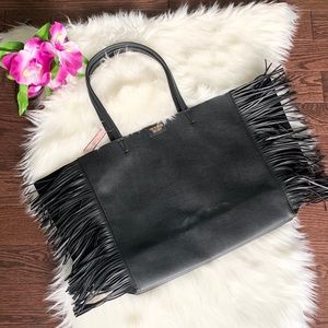 NWT Victoria’s Secret Black Tote Bag with Fringes